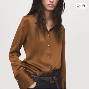 MANGO SATIN FINISH FLOWY SHIRT SIZE 6